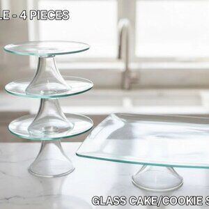 Arch Studio Cake Cookie Serving Platter Stands Trays - Glass Footed Pedestal